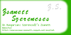 zsanett szerencses business card